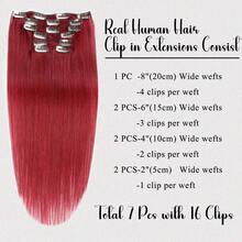 7片装真人发接发片，高品质直发波尔多红夹式接发片 - SBUG - 查看 5