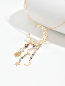 这款欧式中东风情星月元素流苏吊坠项链，展现独特的女性魅力，适合派对、婚礼、节日等特殊场合佩戴，也是一份精美的礼物。 - 彩色 - 查看 4