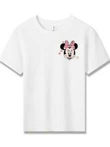 Disney Officially Licensed Kids T-Shirt | 100% Polyester Ultra Comfortable & Super Soft | Unisex For Boys & Girls | White Minnie Mouse Print | 1-14 Years Old | High-Style Everyday Wear With High Visibility | Relaxed Fit | Perfect For Spring/Summer Outings & Daily Use | Stylish & Easy To Match | New Arrival | Express Delivery - trắng - Xem 3