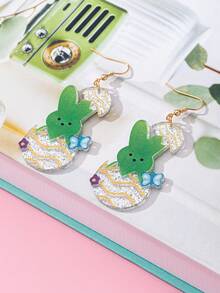 1对时尚复活节亚克力兔子耳环，日常佩戴礼物耳环，女士款 - 兔子 - 查看 4