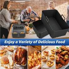 2pcs Reusable Silicone Air Fryer Liners | Non-Stick Baking Parchment Inserts, Air Fryer Kitchen Accessories - Multicolor - View 11