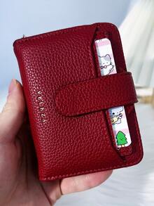 Wavhen Cartera de mujer de cuero texturizado corta, embrague clásico y versátil, billetera con cremallera ligera, monedero plegable en tres partes, puede contener tarjetas de crédito, tarjetas de identificación, monedas, billetera corta multifuncional - Multicolor - Ver 2