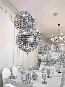 20 quả bóng bay hình cầu disco nhiều kích cỡ - Bóng bay disco 4D cỡ lớn 32", 22", 10" hỗn hợp, màu bạc ánh kim lấp lánh, thích hợp trang trí tiệc sinh nhật chủ đề disco thập niên 70 và 80. - Nhiều màu - Xem 4