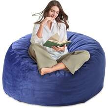 Puf para adultos y niños con relleno de espuma viscoelástica, puf con funda de terciopelo lavable ultra suave, sofá de felpa para sala de estar, recámara y sala de juegos, 3 pies, azul - Azul - Ver 1