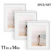 1pc/3pcs Wavy Design Photo Frame For Wall & Tabletop Decoration, Artistic Creative Home Decor With Multi-Color Waves - 7 Standard Sizes 4x4in, 4x6in, 5x7in, 6x6in, 8x8in, 8x10in, 11x14in - Modern Stylish Interior Accent, Fun Picture Frames, Scalloped Picture Frame- Graduation Wedding Gift (Random Photo Paper) - 波浪形 - 查看 52