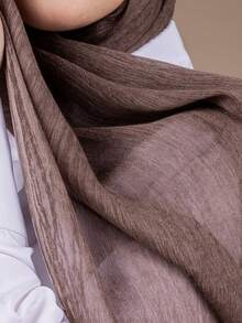 1pc Striped Textured Modest Hijab Natural Crinkle Breathable Soft Long Headscarf - Multicolor - View 3