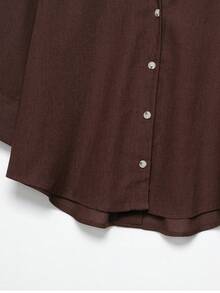 YROOE 2025 女士休闲简约百搭衬衫 - 咖啡棕色，适合秋冬休闲、商务休闲、日常通勤 - 咖啡棕 - 查看 4