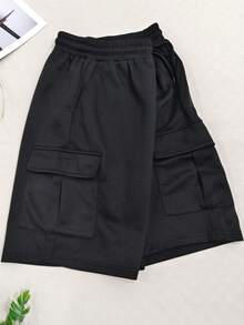 Cargo Shorts With Elastic Waist - màu đen - Xem 1