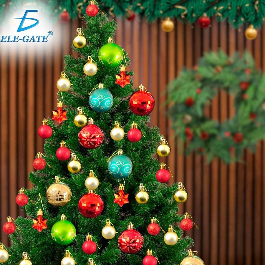 Set de bolas  Esferas Navideñas de Plástico Tipo Espejo descoraciones de arbol hazlo - Rojo-verde-dorado - Ver 1