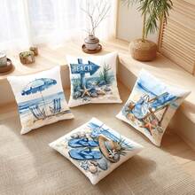 4 vỏ gối trang trí mùa hè tối giản, in một mặt, chất liệu nhung polyester màu đào, kích thước 45*45/50*50/40*40CM, thích hợp cho ghế sofa vải hiện đại, trang trí nội thất, tiệc tùng, làm quà tặng. - Nhiều màu - Xem 6