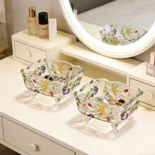 Crystal Glass Jewelry Box, 7.2 OZ Jewelry Organizer Tray, Decorative Glass Bowl Ideal For Women, Small Footed Glass Bowl As Perfect Wedding Or Birthday Gift And Home Party Decoration - Square - View 9