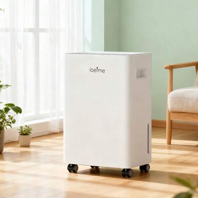  LOEFME 8L Luftentfeuchter mit automatischem Feuchtigkeitssensor, 24-Stunden-Timer, 3 Modi für den Heimgebrauch, kontinuierliche Entwässerung, Digitalanzeige, Trocknermodus