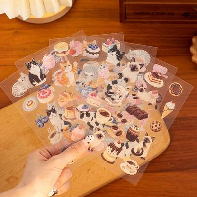 2 Sheets/Bag Sticker, Miao Xiang Tian Shi Guang Series, Cute Cat Stickers. Scrapbook Supplies, Notebook Accessories, For Decorating Photo Frames, Computers, Phone Cases, Water Cups, Junk Magazines, Pencil Cases, Desktop Decorative Stickers,Personalized Stickers,School Supplies,Christmas Gifts,Gifts For Women,Brain Rot,Scrap Book Supplies,Cute Stationery Stickers,Scrapbook Supplies