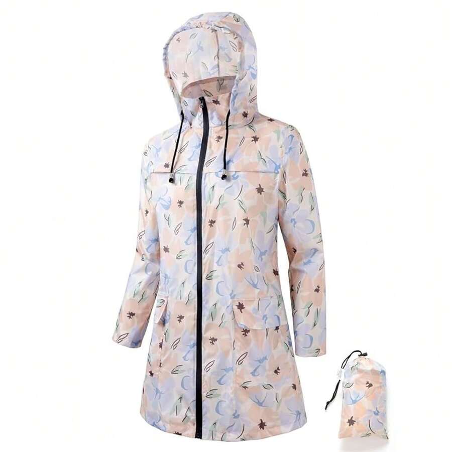Women Waterproof Lightweight Rain Jacket Outdoor Hooded Raincoat - Women's Raincoat - View 1