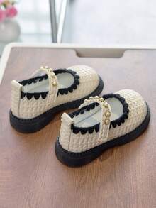 1双女童真皮公主鞋，2026春秋新款童鞋，编织工艺公主鞋，适合小女孩 - 米色 - 查看 5