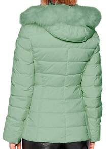 Shendy Vendy Women's Jacket Warm Polyester With Fur-Like Collar - 水鴨藍 - 查看 2
