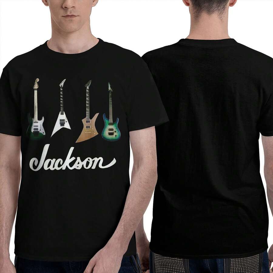 Jackson Guitar Men's Graphic Art Gift T-Shirt Soft Outdoor Short Sleeve Crew Neck Tee - màu đen - Xem 1