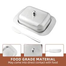 1pc/2pcs Stainless Steel Butter Dish With Lid, Butter Spreader, Durable Butter Storage Container, Cheese & Bread Keeper, Restaurant Service Tray, Kitchen Accessories, Kitchen Tools, Refrigerator Storage, Kitchen Supplies, Suitable As Gifts For Friends/Elders, Valentine's Day/Butter & Cheese Festival Gifts, Butter Dish, Dessert Plate, Mother's Day Gifts, Baking Supplies, Kitchen Utensils - --- - View 3