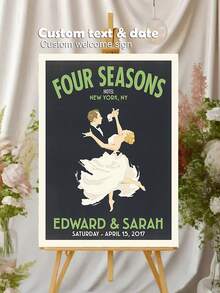 Customizable Wedding Welcome Sign, Can Add Custom Text/Date, Suitable For Weddings And Anniversaries. Customizable Unframed Decoration Painting For Wedding First Dance Theme, Wedding Merch - Multicolor 03 - View 2