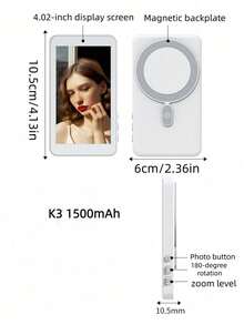 1 pieza Pantalla de visualización de selfie 4K de 4.02": Monitor de selfie y vlog para smartphone, monitor en vivo de la cámara trasera - Baja latencia, 30 fps, monitor de cámara trasera de teléfono, carga USB, obturador remoto inalámbrico, adecuado para selfie, vlogging, transmisión en vivo, compatible con iOS/Android - Multicolor - Ver 10