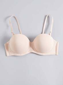 Women's Strapless Push-Up Bra, Backless Bra - Suitable For Wedding Dresses, Summer Outfits, Non-Detachable Lining, Nylon Elastic Blend - Apricot - View 2
