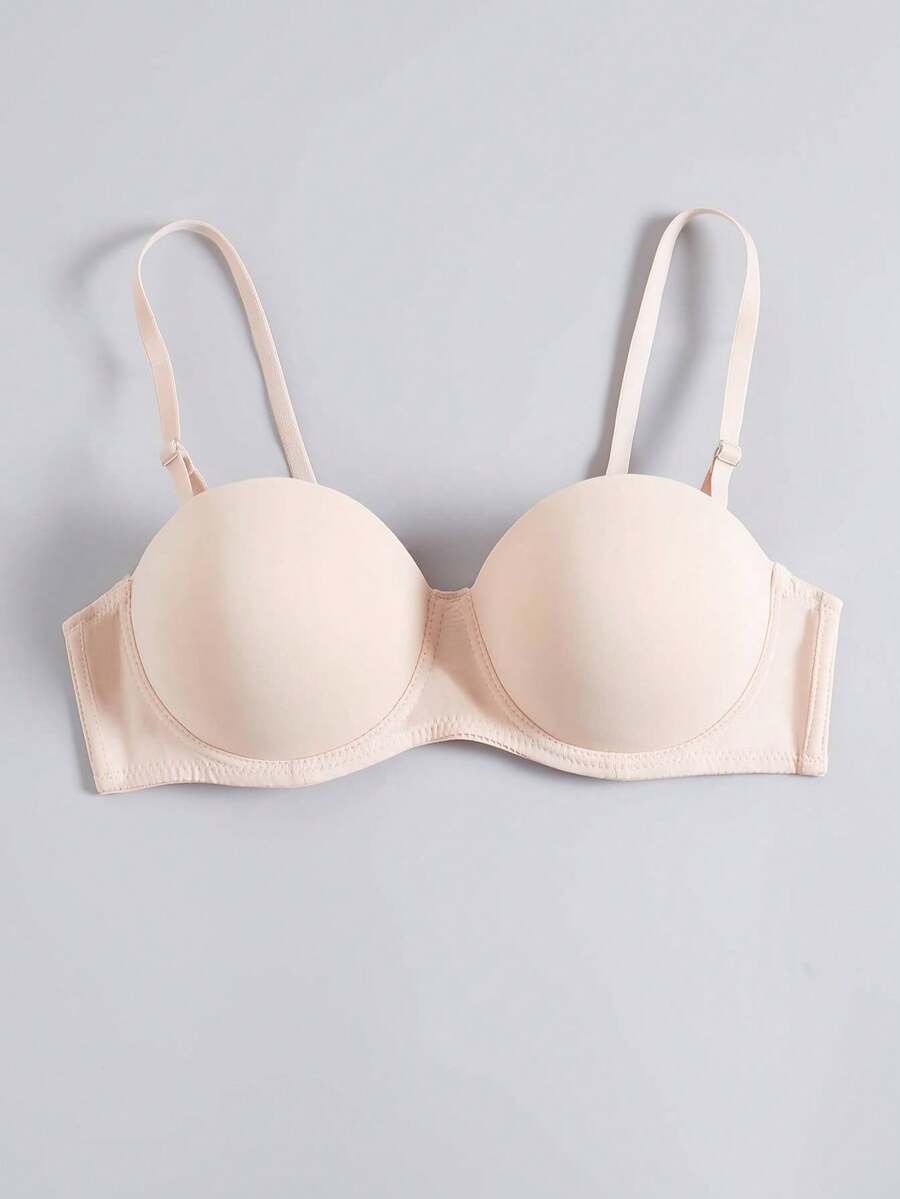 Women's Strapless Push-Up Bra, Backless Bra - Suitable For Wedding Dresses, Summer Outfits, Non-Detachable Lining, Nylon Elastic Blend