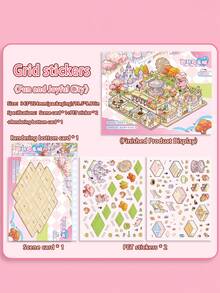 Bộ sticker phong cảnh kẻ caro cỡ lớn mới, sticker mô phỏng kiến trúc thành phố thu nhỏ, sticker trang trí nhà cửa 3D nhỏ tự làm. - Hình chữ nhật - Xem 15