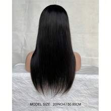 Parrucca fatta a macchina con frangia, parrucche lisce in capelli umani per donne, senza pizzo frontale, densità 180%, capelli vergini brasiliani, senza colla, colore naturale. - Natural Black - Visualizzare 10