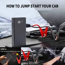 12V 8000mAh Portable Car Jump Starter Power Bank With Flashlight For Cars&Motorcycles-A Must Have For Long Road Trips - màu đen - Xem 5