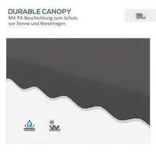 243x243cm Balcony Parasol, UV Protection, Cantilever Parasol With Double Canopy And Cross Base, Valances, 4 Ribs, Dark Grey - A - View 5