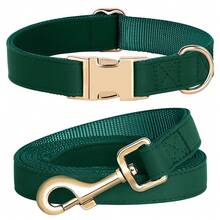 Elegant Leather & Nylon Adjustable Dog Collar And Leash Set, High Quality For Medium To Large Dogs - Multicolor - View 18