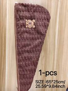 1/2pcs Bamboo Fiber Coral Fleece Quick Dry Hair Towel Wrap, 25*65cm, Cartoon Design, Suitable For Home, Bathroom, Hotel, Travel, Washing Face & Bathing - Multicolor - View 14