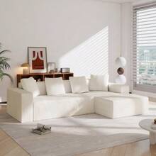 Fully Compressed And Frameless Sofa, Cloud Sofa Combining Several Elements, Modern Modular Sofa With Deep Seats, Upholstered Sofa For Living Room And Bedroom - White - View 7