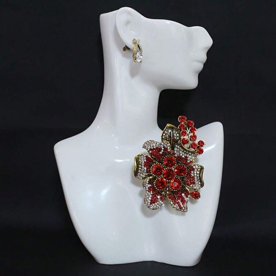 New Retro Rhinestone Flower Brooch Exaggerated Women's Coat Brooch Accessories - O6-2-5472 - 查看 1
