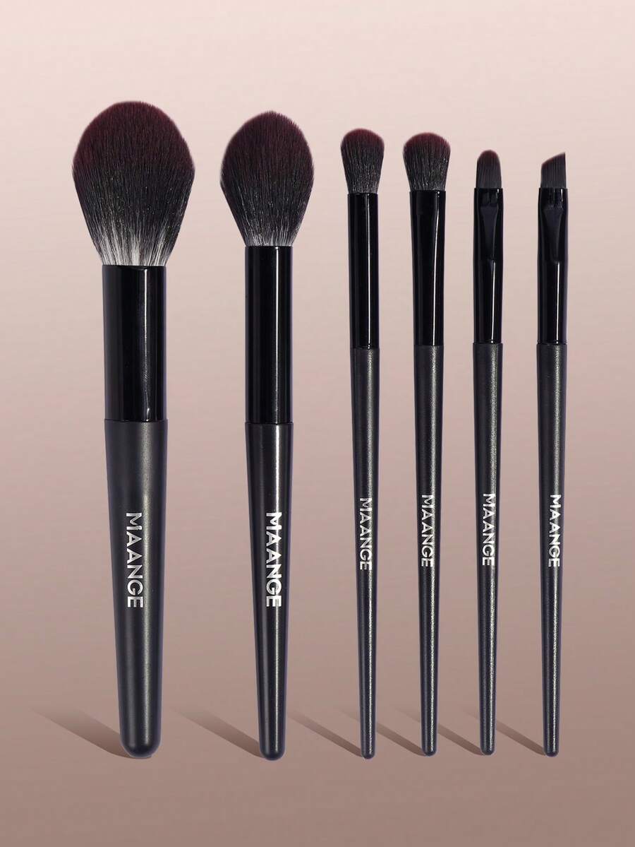 MAANGE 6pcs Professional Makeup Brush Set, Soft Fiber Material, Convenient To Carry, Includes Powder Brush, Blush Brush, Contour Brush, Eyeshadow Brush, Eyeliner Brush, Travel Essential. Makeup Brush Set, Makeup Brush Kit, Complete Makeup Tools, Makeup Brush Set, Makeup Gift Set.,Giveaways,Professional Makeup Brushes,Complete Makeup Set