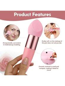 4/3/1 st rosa sminksvampset, inklusive sminksvamp med handtag, puderpuff och sminksvamp. Dessa sminkverktyg kan användas för våt och torr applicering av foundation, concealer, puder och kräm. Prisvärda sminkverktyg, perfekta som present till kvinnor. - Multifärgad - Visa 6