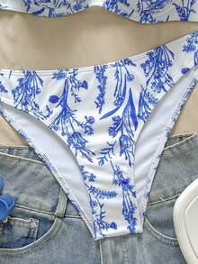 女式两件套夏季沙滩花卉印花性感比基尼泳装 - 彩色 - 查看 4