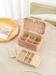 Large Capacity Luxury Genuine Leather Double-Layer Jewelry Box, Featuring Layered Design And Accessory Tray. Suitable For Women/Girls To Store Earrings, Necklaces, Rings And Bracelets. A Perfect Gift For Mother/Wife/Valentine's Day, Also An Ideal Choice For Back-To-School Gifts For Classmates And Best Friends., Room Decor - Multicolor - View 15