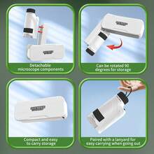 Este microscopio portátil de mano está equipado con iluminación LED y un soporte, y proporciona una magnificación de 60x a 120x. Es muy adecuado para que los niños y niñas exploren la naturaleza tanto en interiores como en exteriores, y es un excelente regalo educativo para las vacaciones. - Multicolor - Ver 3