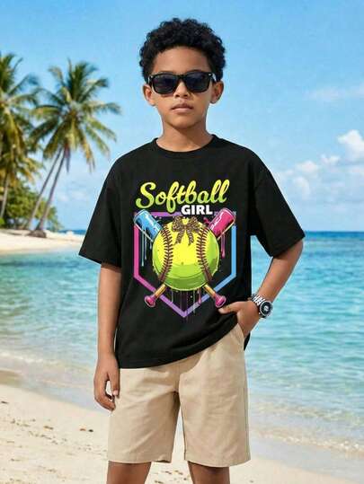 Divertida camiseta infantil estampada en tejido de algodón suave, manga corta y cuello redondo. El regalo perfecto del verano. Para niños y niñas, camisetas de verano imprescindibles, camisetas de manga corta para adolescentes