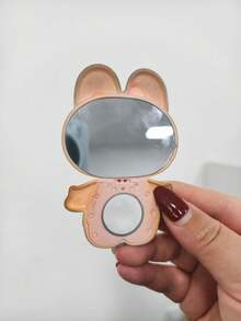 1个可爱电镀兔子化妆镜，3D手机支架，可折叠旋转桌面支架，小巧设计 - 彩色 - 查看 11