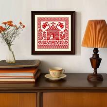 Floral & Geometric Cross Stitch Kit, Printed Cross Stitch Patch, Warm Home Window Flower Pattern, Handmade Embroidery DIY Supplies Include Needles, Threads, Instructions, Living Room Bedroom Decor, 11CT Middle Grid 3-Strand Embroidery - 11CT Medium Grid Three-strand Embroidery - View 9