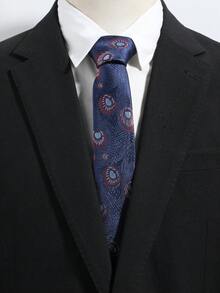 1条时尚孔雀羽毛图案领带，适合休闲、商务、派对和日常穿着。 - 彩色 - 查看 10