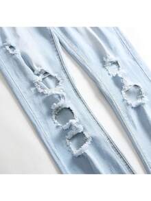 Men's  Ripped Skinny Jeans - Baby Blue - View 7