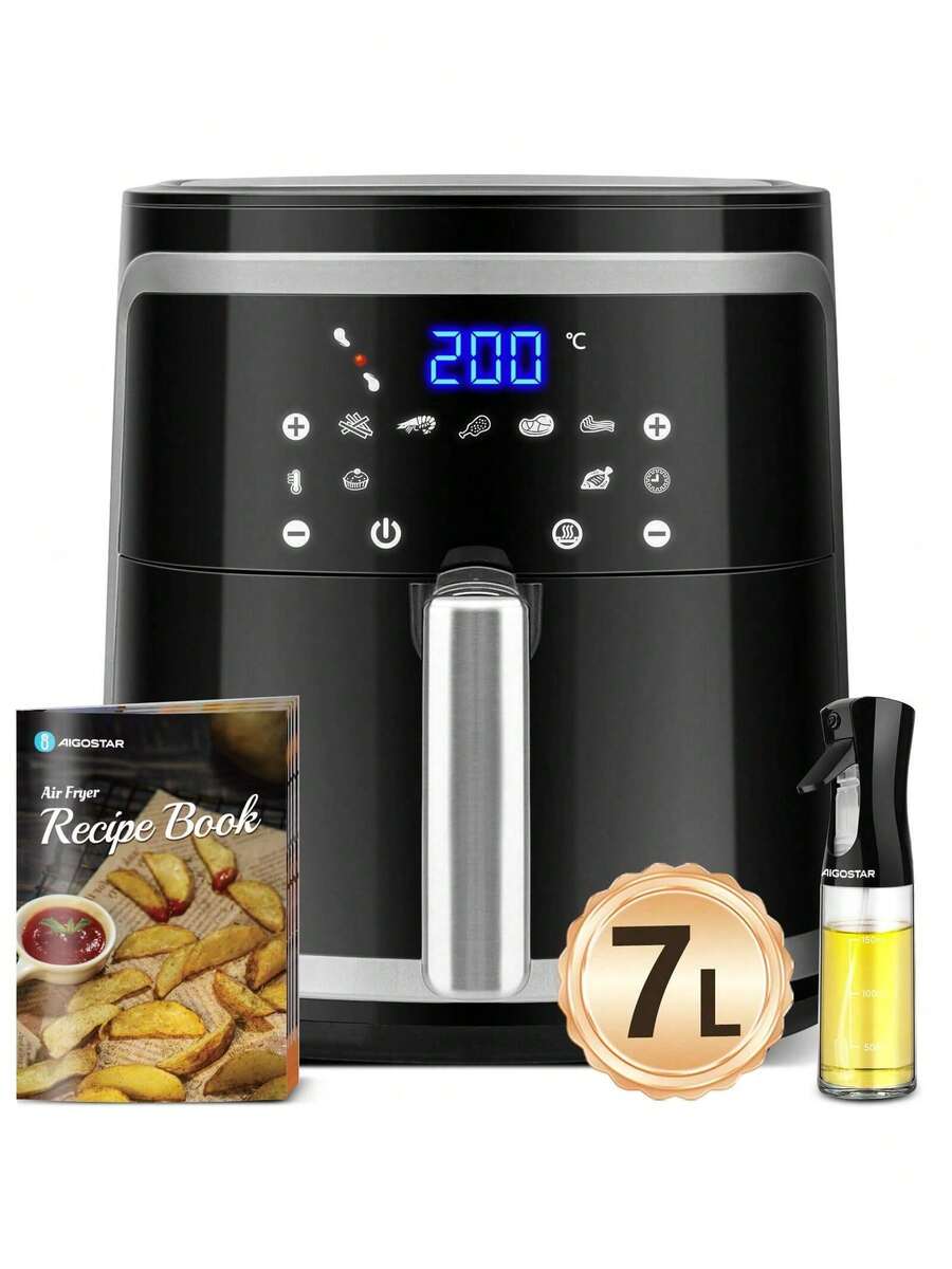 Oil-Free Air Fryer 7L, 1900W, 7 Preset Functions + Keep Warm, Manual Mode, LED Touch Panel, Dual Use: With Basket Or Drawer, Recipe Book Included - EU E Type Plug(220-240V) - View 1