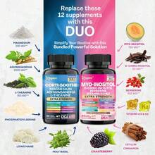 Soothe & Smooth Bundle - Zoyava Cortisol And Myo-Inositol All-In-One Dietary Supplement - Multivitamin Combo With Extra Strength Ingredients For Fitness & Healthcare - MADE IN USA Weight Loss Free Shipping Wellness Weight Loss Products Free Shipping Items Only Viberator Health Vitamins Supplements Chlorophyll Creatina Monohidratada En Polvo Pastillas Para Bajar De Peso Vitamins Probiotics For Women Dildos Consoladores Protein Powder Lemme Gummies Vaginal Vap Creatina Colageno Para Mujer Health Condom Vitaminas Quick Ship Items Consolador Bbl Gummies - 60 & 90 Capsules - 查看 8