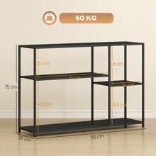 Console Table, Entryway Table With 4 Shelves, Side Table With Steel Frame, Metal Shelving Unit For Small Spaces, Entryway, Hallway, Living Room, 110 X 30 X 75 Cm, Black - Black - View 3