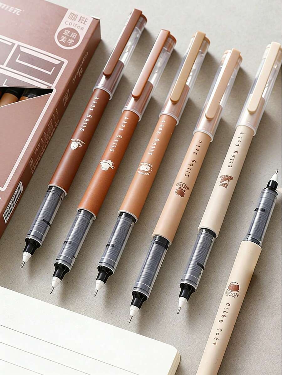 6支/套黑色液体墨水走珠笔，速干凝胶笔，0.5毫米细笔尖，书写流畅，适用于办公室、教室、成人、家庭、教育、考试，凝胶笔和圆珠笔套装，节日文具礼品，返校用品 - 多色 - 查看 1