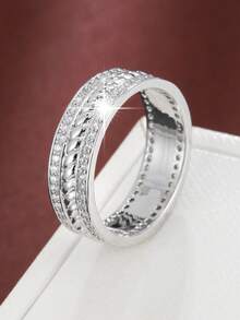 1pc Personalized Spiral Design Cubic Zirconia Inlaid Fashion Ring For Women - Multicolor - View 11
