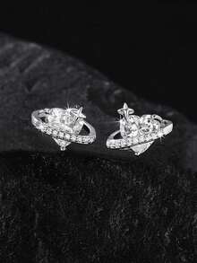 一对时尚百搭的奢华几何耳钉，方形、圆形、扭腰心形、星球环绕等多种造型，男女皆宜，精致优雅，适合作为珠宝礼物和日常佩戴。 - 彩色 - 查看 3